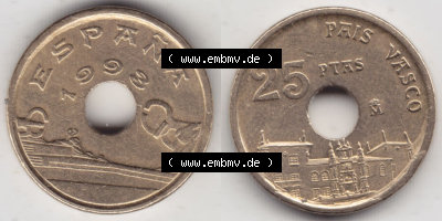 Münzen Spanien Eurovorläufer, Umlaufmünze vor Euroeinführung 1993-1993, 25 PTAS - Peseten 1993 (3) Sammlung