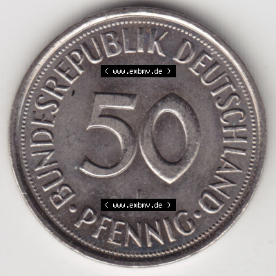 Münzen Deutschland 50 Pfennig der Deutschen Mark 1950-2001, 50 Pfennig 1982 J (1) Sammlung