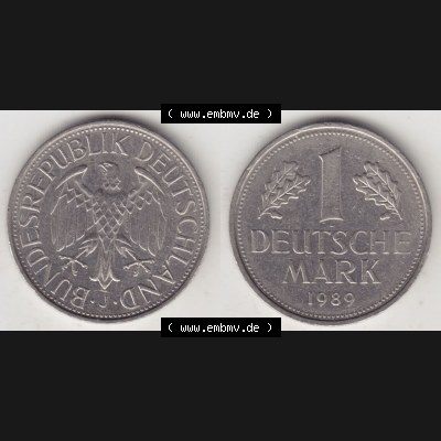Münzen Deutschland 1950-2001, 1 Deutsche Mark 1989 J (3) Sammlung