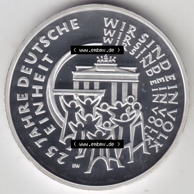 Münzen Deutschland 25 Euro-Sondermünzen Silbermünze in 999er Silber 2015 (Stück 1), 25 Jahre Deutsche Einheit (2) Sammlung
