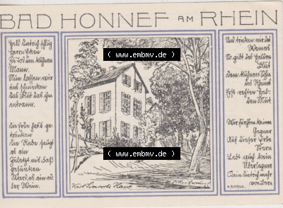 Notgeldscheine aus Bad Honnef 1921, 99 Pfennig Karl Simrocks Haus (1) Sammlung