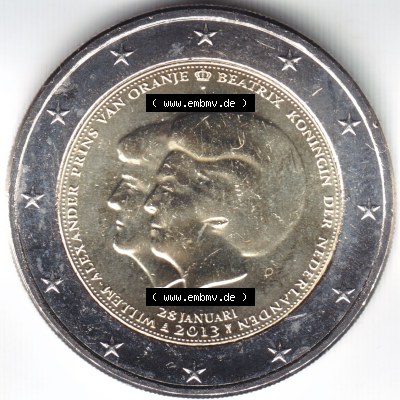 Münzen Euromünzen 2 Euro 2013, Niederlande 2 Euro Gedenkmünze II. (1) Sammlung