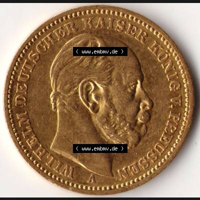 Münzen Deutsches Kaiserreich Goldmünze 1883. Rückseite einer Münze aus dem Deutschen Kaiserreich in Europa als Digitales Bild / Bildmaterial zum Herunterladen. Die... Sammlung