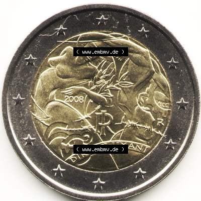 Münzen Euromünzen 2 Euro 2008, Italien 2 Euro Gedenkmünze 2008 (1) Sammlung