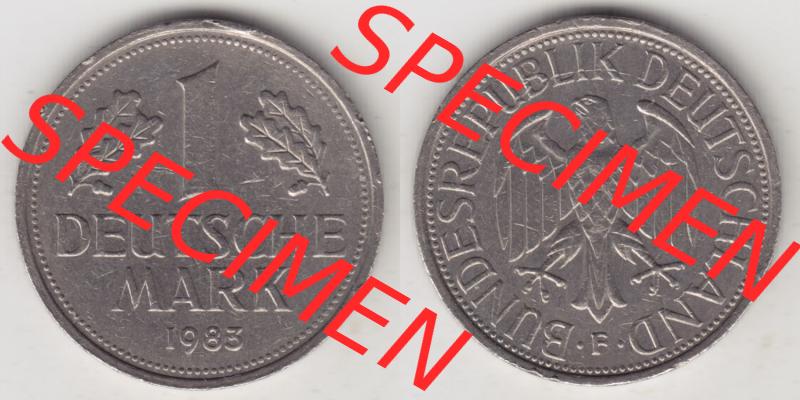 Münzen Deutschland 1950-2001, 1 Deutsche Mark 1983 F. Vorderseite und Rückseite auf einen digitalen Bild / Foto der Münze aus Deutschland, für Sammler,... Sammlung