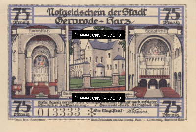 Notgeldscheine aus Gernrode 1921, 75 Pfennig 3 (1) Sammlung