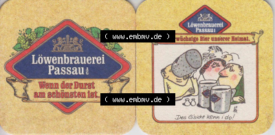 Bierdeckel Löwenbrauerei Passau, Das urwüchsige Bier unserer Heimat, Des Gsicht kenn i do (1) Sammlung
