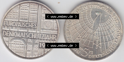 Münzen Deutsche Mark Silbermünze 1973-1975 (1) Sammlung