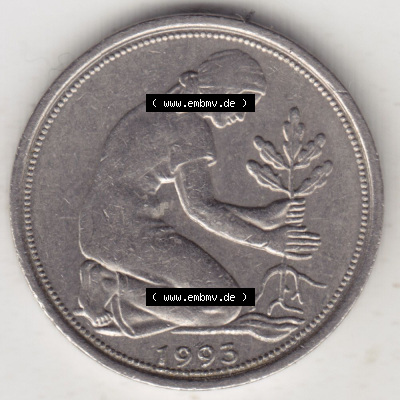 Münzen Deutschland 50 Pfennig der Deutschen Mark 1950-2001, 50 Pfennig 1993 D (2) Sammlung