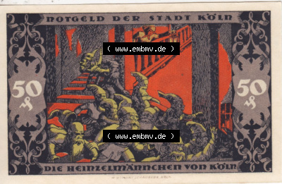 Notgeldscheine aus Köln Heinzelmännchen-Serie 1922-1922, E II 50 Pfennig Die Heinzelmännchen von Köln (1) Sammlung
