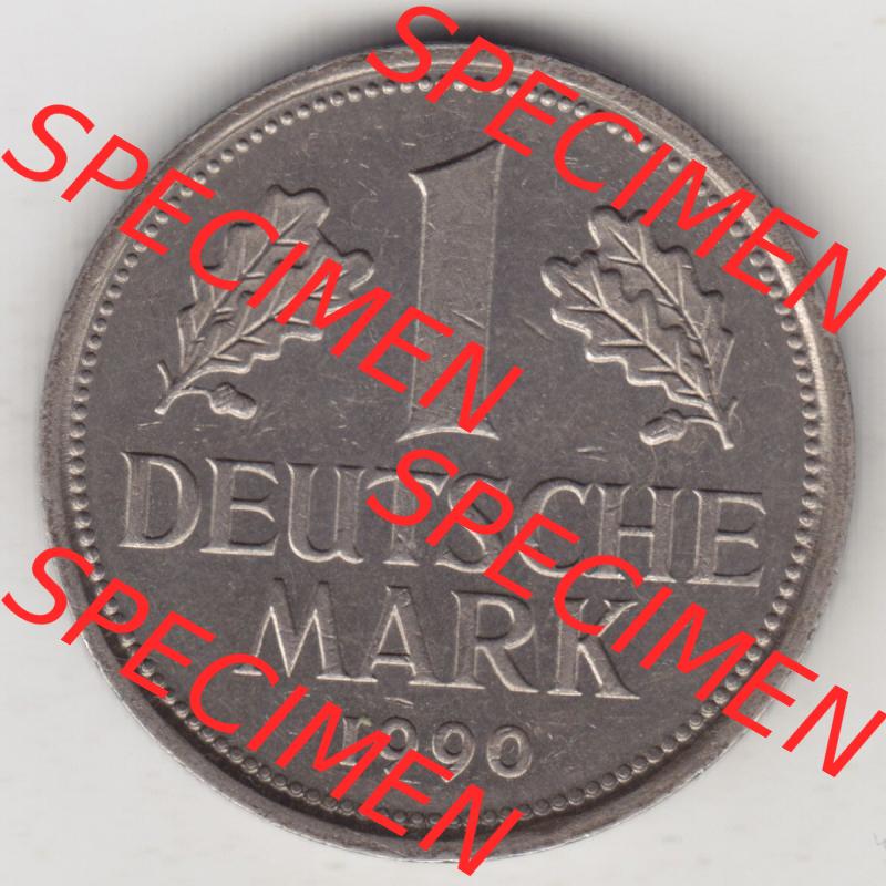 Münzen Deutschland 1950-2001, 1 Deutsche Mark 1990 F. Vorderseite der Münze aus Deutschland Sammlung