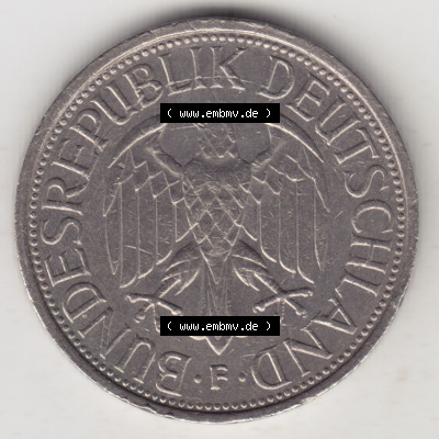 Münzen Deutschland 1950-2001, 1 Deutsche Mark 1983 F. Rückseite der Münze aus Deutschland Sammlung