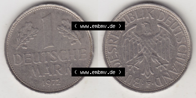 Münzen Deutschland 1950-2001, 1 Deutsche Mark 1972 F. Vorderseite und Rückseite auf einen digitalen Bild / Foto der Münze aus... Sammlung