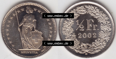 Münzen Schweiz Eurovorläufer, Umlaufmünze 1983-2018, 1.2 Franken B 2002 (3) Sammlung