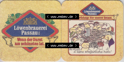 Bierdeckel Löwenbrauerei Passau, Das urwüchsige Bier unserer Heimat, Da muß si oana einagschlicha ham (1) Sammlung