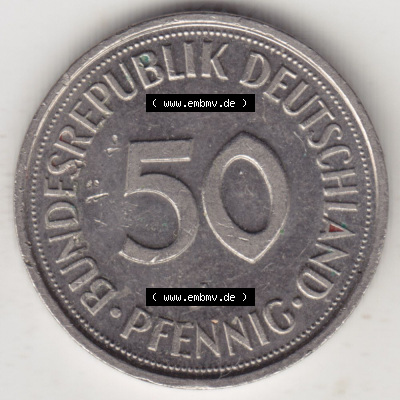 Münzen Deutschland 50 Pfennig der Deutschen Mark 1990-2001, 50 Pfennig 1993 A (1) Sammlung