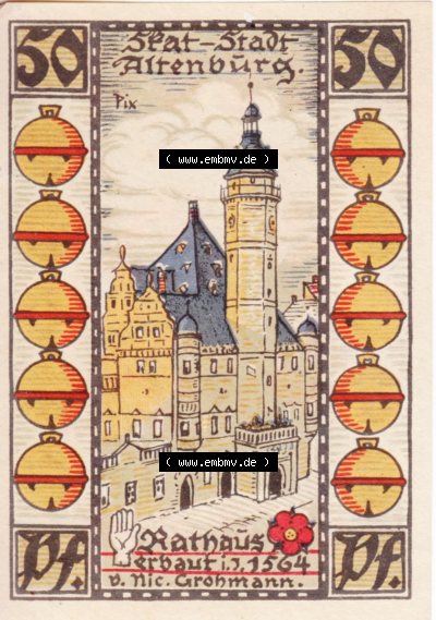 Notgeldscheine aus Altenburg Skat Rathaus erbaut 1564 (1) Sammlung