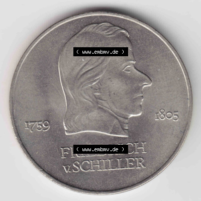 Münzen Deutschland DDR 20 Mark-Sondermünze 1972, 20 Mark Friedrich v. Schiller (1) Sammlung