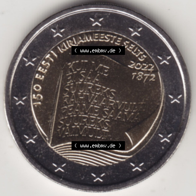 Münzen Euromünzen 2 Euro 2022, Estland Literatur-Gesellschaft 1200DPI (1) Sammlung
