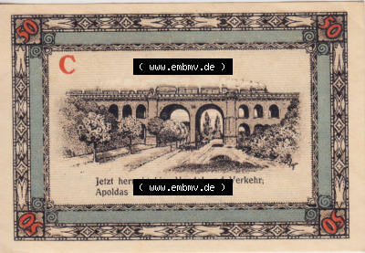 Notgeldscheine aus Apolda 1921, Stadtansichten 50 Pfennig C (2) Sammlung