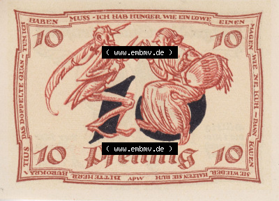 Notgeldscheine aus Arnstedt 1921, 10 Pfennig r (2) Sammlung