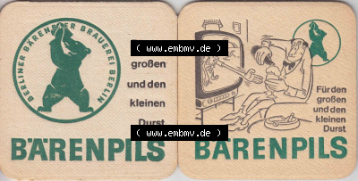 Bierdeckel Bärenpils, Berliner Bärenbier Brauerei Berlin (1) Sammlung