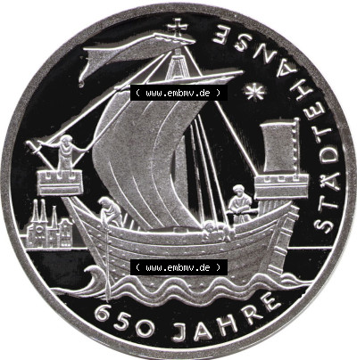 Münzen Euromünzen 2006, Deutschland 10 Euro Sondermünze 2006, 10 Euro 650 Jahre Städtehanse (1) Sammlung