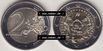 Münzen Euromünzen 2024, Deutschland 2 Euro Gedenkmünze 2024, G 175. Jubiläum Paulskirchenverfassung (2) Sammlung