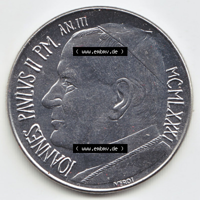 Münzen Vatikan Eurovorläufer, Umlaufmünze vor Euroeinführung 1981-1981, 100 Lire Papst Johannes Paul II (2) Sammlung