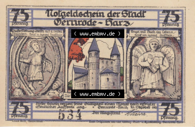 Notgeldscheine aus Gernrode 1921, 75 Pfennig 1 (1) Sammlung