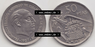 Münzen Spanien Eurovorläufer, Umlaufmünze vor Euroeinführung 1957-1957, 50 Peseten 1960 (3) Sammlung