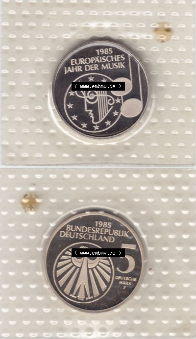 Münzen Deutschland 5 DM-Gedenkmünze 1985, Europäisches Jahr der Musik (3) Sammlung