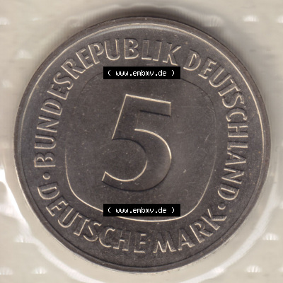Münzen Deutschland Münzsätze Deutsche Mark Stempelglanz 1976, 5 Mark (1) Sammlung