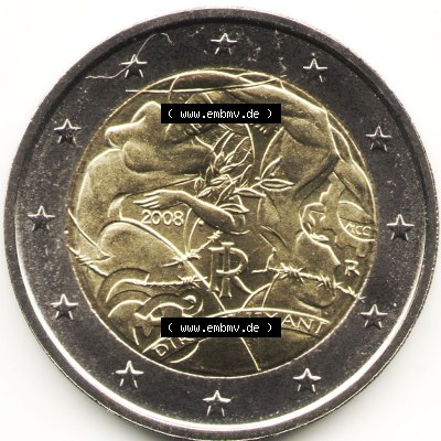 Münzen Euromünzen 2 Euro 2008, Italien 2 Euro Gedenkmünze 2008 (1) Sammlung