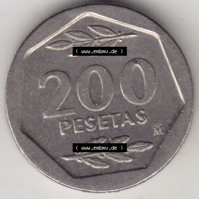 Münzen Spanien Eurovorläufer, Umlaufmünze vor Euroeinführung 1986-1988, 200 Pesetas - Peseten 1986 (1) Sammlung