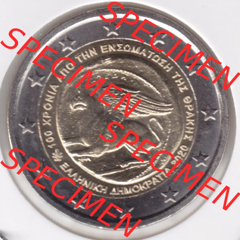 Münzen Euromünzen 2 Euro 2020, Griechenland Vereinigung mit Thrakien. 2 Euro Gedenkmünze, gültiges Zahlungsmittel in allen Eurostaaten / Euroländern.... Sammlung