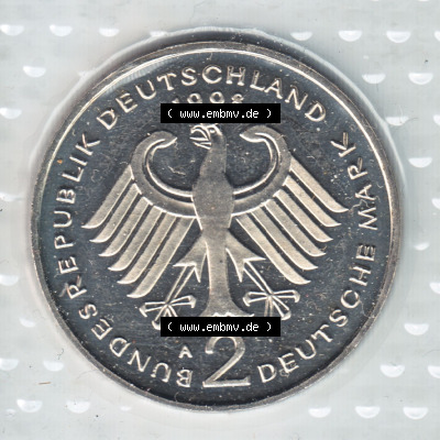 Münzen Deutschland Münzsätze Deutsche Mark Stempelglanz 1998, 2 DM-Deutsche Mark Willy Brandt (2) Sammlung