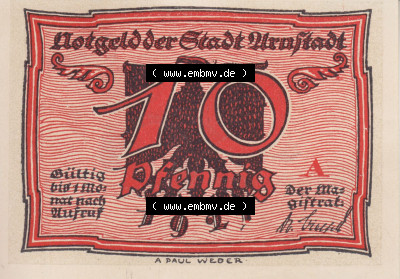 Notgeldscheine aus Arnstedt 1921, 10 Pennig A (1) Sammlung