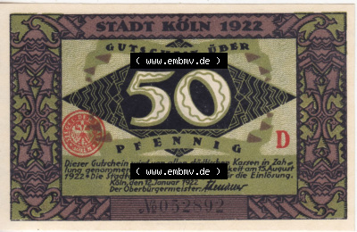 Notgeldscheine aus Köln Heinzelmännchen-Serie 1922-1922, D III 50 Pfennig Dombaumeister und der Teufel (4) Sammlung