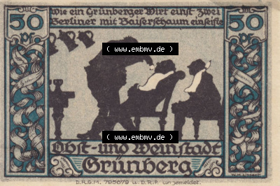 Notgeldscheine aus Grünberg 1922, 50 Pfennig (2) Sammlung