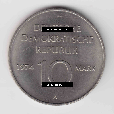 Münzen Deutschland DDR 10 Mark-Sondermünze 1974, 10 Mark Alles mit dem Volk, Alles für das Volk (2) Sammlung