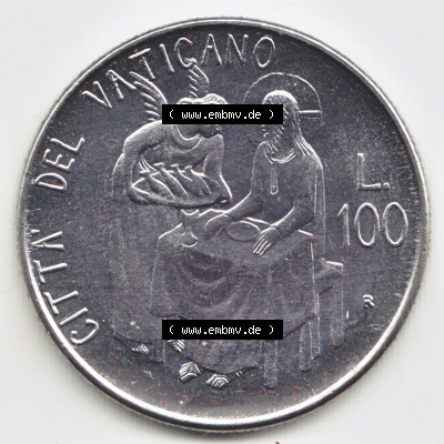 Münzen Vatikan Eurovorläufer, Umlaufmünze vor Euroeinführung 1981-1981, 100 Lire Papst Johannes Paul II (1) Sammlung