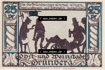 Notgeldscheine aus Grünberg 1922, 25 Pfennig (2) Sammlung