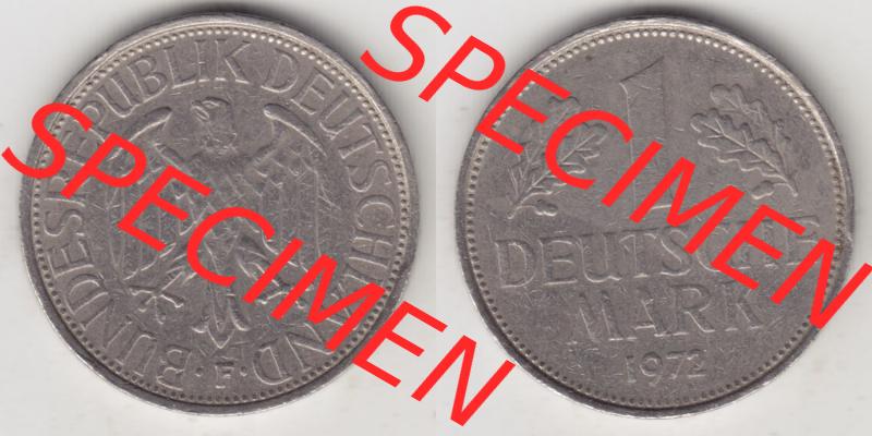 Münzen Deutschland 1950-2001, 1 Deutsche Mark 1972 F. Vorderseite und Rückseite der Münze aus Deutschland Sammlung
