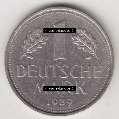 Münzen Deutschland 1950-2001, 1 Deutsche Mark 1989 J. Vorderseite der Münze aus Deutschland Sammlung
