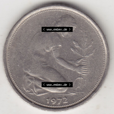 Münzen Deutschland 50 Pfennig der Deutschen Mark 1950-2001, 50 Pfennig 1972 F (2) Sammlung