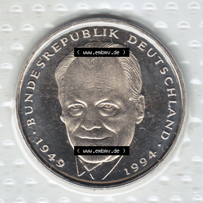 Münzen Deutschland Münzsätze Deutsche Mark Stempelglanz 1998, 2 DM-Deutsche Mark Willy Brandt (1) Sammlung