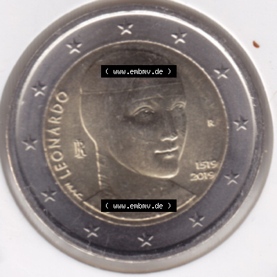 Münzen Euromünzen 2 Euro 2019, Italien Leonardo (1) Sammlung