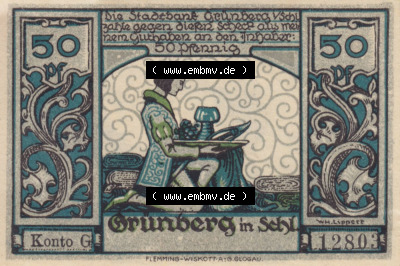 Notgeldscheine aus Grünberg 1922, 50 Pfennig (1) Sammlung