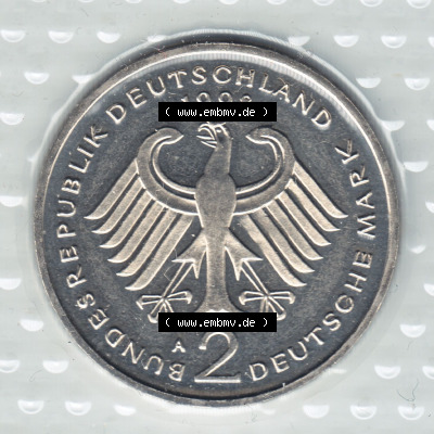 Münzen Deutschland Münzsätze Deutsche Mark Stempelglanz 1998, 2 DM-Deutsche Mark Ludwig Erhard (2) Sammlung